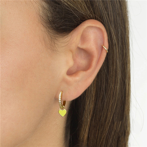 ROXI S925 Pendientes de Aro Redondos de Plata de Ley con Colgante de Corazón Colorido y Esmalte Huggies - Product Image 6