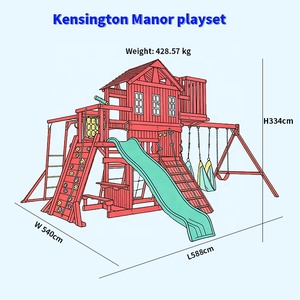 Équipement de terrain de jeu extérieur pour enfants, balançoire en bois adaptée aux enfants avec structure d'escalade, ensemble de terrain de jeu - Product Image 2