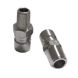 Sliver surface outer hexagonal nipple fitting SS304 external stainless steel screw hose thread coupler