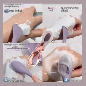 Pinceau de maquillage spécial double tête en silicone pour masque et applicateur de boue, outil de nettoyage et de raclage pour le visage, idéal pour le spa et les salons de beauté - Product Image 4