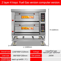 Four à gaz à double étage, 4 plateaux, grande capacité, équipement de boulangerie durable, four à convection au gaz commercial pour la cuisson du pain