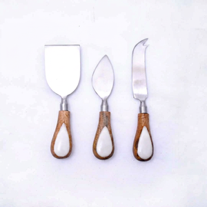 Hot Selling 18/8 Stainless Steel <b>Cheese</b> <b>Knife</b> <b>Set</b> Mirror Polish 3 Pcs With Wood Handle Durable <b>Cheese</b> Tools For Serving Utensil - Product Image 1
