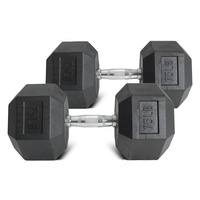 Dumbbell Karet Heksagonal 75 Pound Gagang Besi Cor Logo Kustom Latihan di Rumah