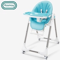 Chaise haute pliable moderne pour bébé avec table à manger en plastique PP et roulettes pour une utilisation en intérieur