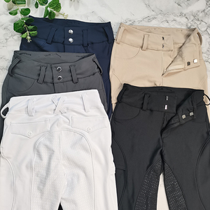 Vendita calda utile tasca per telefono grande tessuto riciclato pantaloni da equitazione in Silicone da donna pantaloni da equitazione con cerniera elastica grigio antracite