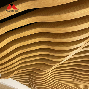 Revêtement mural <span class=keywords><strong>vertical</strong></span> en aluminium à lattes métalliques insonorisées avec finition grain de bois pour la décoration de salon et de villa - Product Image 5