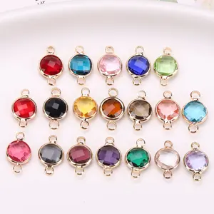 6/8/10/12/14mm birthday stones glass connector charms jewelry