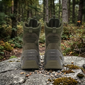 Bottes tactiques vert olive pour homme, dessus en mesh, semelle en caoutchouc, respirantes, pour toutes les saisons, chaussures de randonnée en plein air - Product Image 3