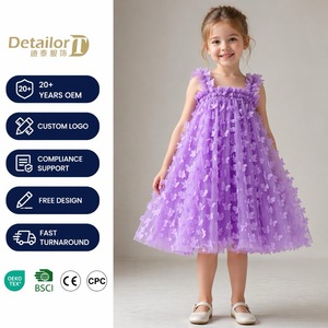 Abito di Lusso per Bambine <span class=keywords><strong>con</strong></span> Ricamo a Farfalla, <span class=keywords><strong>Vestito</strong></span> in Tulle per Matrimoni e Banchetti, Abito da Festa alla Moda per Bambine - Product Image 1