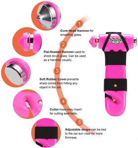 Marteau de sécurité portable pour voiture, brise-vitre avec coupe-ceinture de sécurité, outils d'urgence - Product Image 3