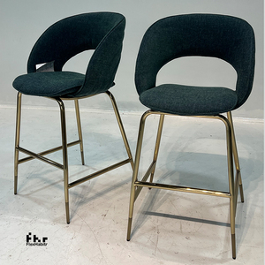Customizable Dark Green <b>Bar</b> <b>Stools</b> Set Hollow Back Gold Metal Legs Wholesale for Hospitality - Product Image 4