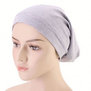 Lot de 5 bonnets de nuit en coton doux extensible doublés de soie, bonnets souples pour femmes aux cheveux naturels - Product Image 1
