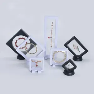 Transparent PE Film Display Box Jewelry Ring Pins Gift Gem Floating Packaging Plastic Storage Box