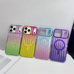 เคสโทรศัพท์แม่เหล็กแบบไล่สีรุ้งลายลูกฟูกสำหรับ iPhone 17 16 15 Pro Max ฝาหลังลายคลื่น IMD - Product Image 1