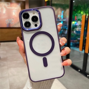 เคสโทรศัพท์แบบแข็งใส HD พร้อมกรอบเลนส์โลหะแท้  แม่เหล็กในตัว รองรับการชาร์จไร้สาย สำหรับ iPhone 13 Pro Max 14 12 - Product Image 1