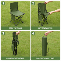 Chaise de camping pliable en tissu Oxford 600D rembourrée à double couche, couleur vert armée, avec poche latérale de rangement