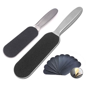 Pédicure professionnelle fichier de pied remplaçable pagaie réutilisable en acier inoxydable fissuré peau cors dissolvant de callosités pour <span class=keywords><strong>pieds</strong></span> <span class=keywords><strong>râpe</strong></span> - Product Image 1
