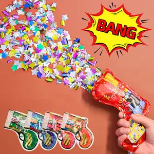 Automatic Inflatable Fireworks Gun Colorful Confetti Popper Toy Gun Firework Toy Popper Gun for Wedding Birthday Party