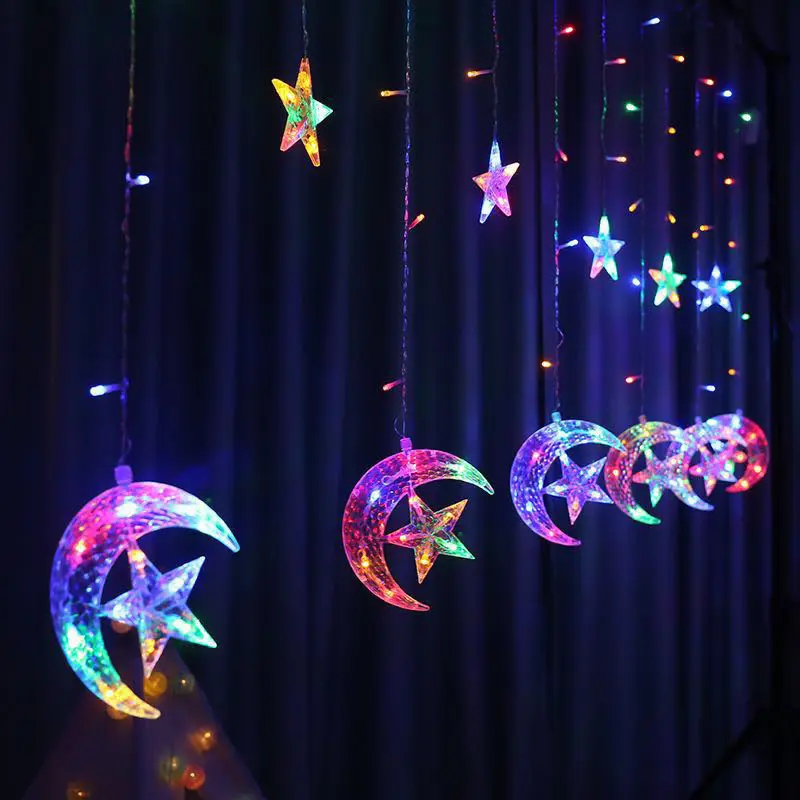 Star Moon Vorhang Girlande String Licht hilfe EID Mubarak Ramadan Dekoration für Zuhause Islam Muslim Arabisch Party Supplies Dekor