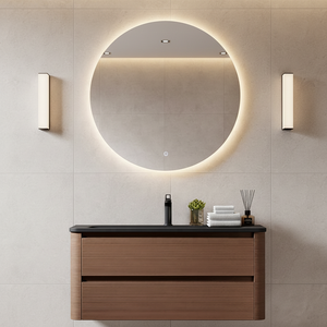 Modern Bathroom Vanity Set: Plywood Sink Cabinet & Round Smart Mirror, Ideal for Hotels and Apartments - Product Image 2