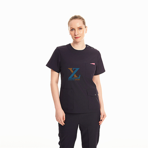 Multi bolsillo hombres mujeres enfermería Scrubs traje de manga corta Unisex médico Scrubs uniformes conjuntos - Product Image 3