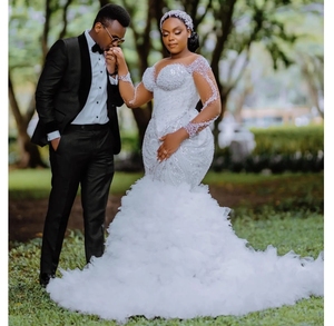 Abiti da Sposa a Sirena Stile Africano del Produttore Cinese per il <span class=keywords><strong>2026</strong></span>, Abito da Sposa a Sirena Taglie Forti - Product Image 1