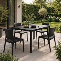Chaise de jardin 47x48x80 cm, empilable, pour extérieur et intérieur, en polypropylène noir