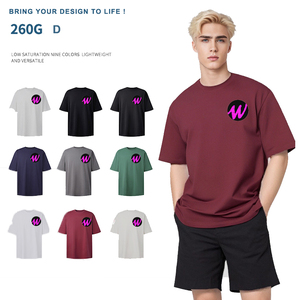 260 Grams 2026 High Quality Men's 100% Cotton Heavyweight Drop Shoulder Tees Blank Eco-Friendly Oversized Boxy <strong>T</strong> <strong>Shirts</strong> - Product Image 2