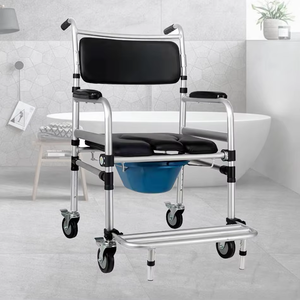 Sedia da Toilette Pieghevole <span class=keywords><strong>con</strong></span> Ruote per Anziani Ospedalieri, Sedia da Toilette per Adulti <span class=keywords><strong>con</strong></span> Pedale su Ruote - Product Image 4