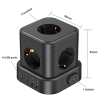 Multiprise Portable Standard EU avec 5 Prises de Courant et Multiprise Tour Haute Puissance 4 Ports USB 5 Prises Rallonge avec Fiche EU
