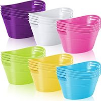 Seau à glace en plastique de 4,5 L pour bouteilles de bière et de champagne avec poignées pour fêtes Panier de rangement des boissons Bac de rangement ovale