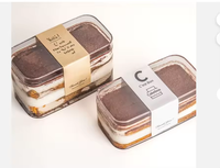 Boîtes à gâteaux Brownies étanches en gros, emballage alimentaire transparent, boîtes à desserts Tiramisu, boîtes en papier pour bonbons, étiquettes autocollantes personnalisées en PVC