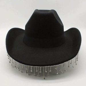 Sombreros Fedora con Pedrería para Festivales, Sombreros de Vaquero de Fieltro de Poliéster y Algodón para Hombre, Venta al Por Mayor - Product Image 1