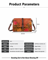 Tas Selempang Wanita Kulit Asli Vintage Berkualitas Tinggi dengan Tali Tunggal, Lapisan Poliester, Penutup Ritsleting, dan Dapat Dipakai Sebagai Tas Selempang.