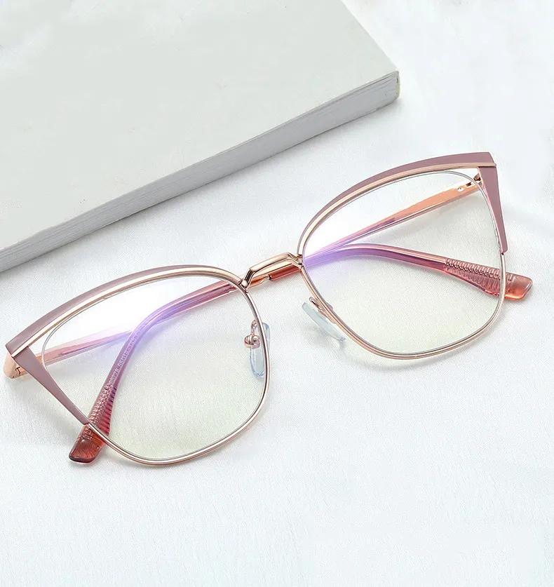 Montura de gafas de Metal con filtro azul para niñas, lentes ópticas con protección UV400 para ojo de gato