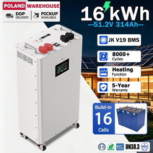 แบตเตอรี่ลิเธียมแบบเสียบปลั๊กพร้อมใช้งาน 51.2V 314Ah 16kWh จากโปแลนด์ พร้อมระบบจัดการแบตเตอรี่ JK V19 BMS 8000 รอบการใช้งาน สำหรับระบบไฟฟ้าสำรองในบ้านแบบออฟกริด - Product Image 1