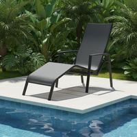 Chaise longue de jardin en Textilene pas chère, chaise de plage empilable, lit de jour pour patio