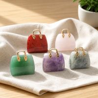Pendentif Mini Sac à Main en Cristal Naturel Améthyste Quartz Rose Breloque de Sac Style Ins Décoration Créative Ornement Vente en Gros