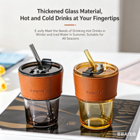 Gobelet en verre portable de 450 ml, couleur personnalisée, avec paille ronde pour café et lait