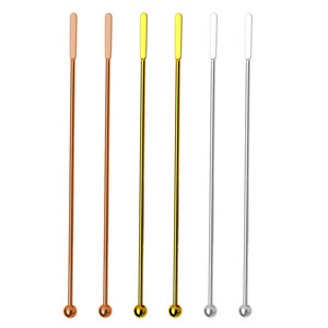 Varilla agitadora de acero inoxidable con mango largo, reutilizable para mezclar café, cócteles y bebidas en bares. - Product Image 5