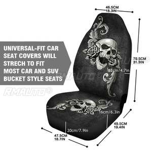 Housse de siège de voiture universelle avec imprimé crâne 3D, protection de siège avant, coussin de siège, couverture complète pour la plupart des voitures, accessoires de voiture SUV, 1/2 pièce - Product Image 3