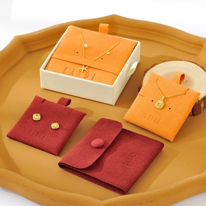 Custom Size Microfiber Jewelry Folding Pouch Bag 0.6mm <b>Thickness</b> with Button Design Jewelry <b>Card</b> Available in Upgraded Colors - Product Image 4