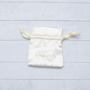 Custom logo Printed Gold Satin Drawstring Pouch Personalise Luxury Jewelry Gift Bag Present Bags - Product Image 2