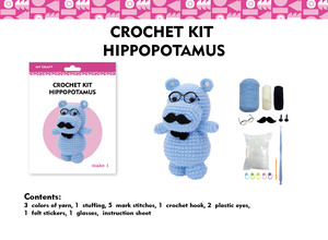 Kit de couture au crochet Hippopotame Gentleman DIY pour débutants, kit de tricot Amigurumi, matériel en polyester, à partir de 7 ans, marque <span class=keywords><strong>VOSAN</strong></span> - Product Image 4