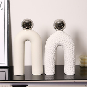 ของตกแต่งรูปทรงโค้งเซรามิก Suo Jun สไตล์โมเดิร์นมินิมอล ของตกแต่งบ้าน รูปทรงเรขาคณิต งานประติมากรรมประดับทางเข้าบ้าน - Product Image 5