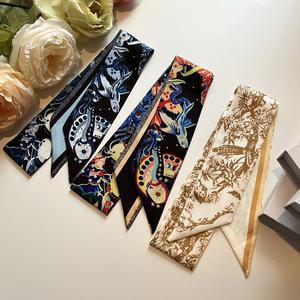 高級花柄サテンシルクツルスカーフレディースカジュアルアニマルプリント長髪ネクタイハンドバッグネックネクタイ帽子アクセサリー - Product Image 3