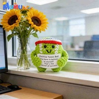Peluche Amigurumi Faite Main en Crochet en Forme de Balle de Tennis, Poupée Sportive Rembourrée pour Décoration Maison, Club, Salle, Cadeau