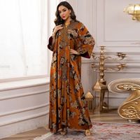 Abaya musulmane pour femmes, robe longue à imprimé floral brodé, vêtements islamiques, robe kaftan arabe, mode, robe pour femmes grande taille