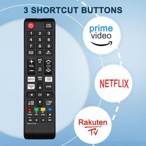 Télécommande universelle pour téléviseur <span class=keywords><strong>Samsung</strong></span> avec boutons Netflix, Prime Video et Rakute <span class=keywords><strong>TV</strong></span> - Code fixe, portée de 10 m, Smart <span class=keywords><strong>TV</strong></span> LED LCD - Product Image 4