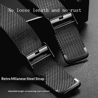 Jam Tangan Pria Minimalis Bulat Hitam Grosir ODM OEM Produksi Kecil Kustom Tali Logam Mesh Jam Tangan Quartz Pria